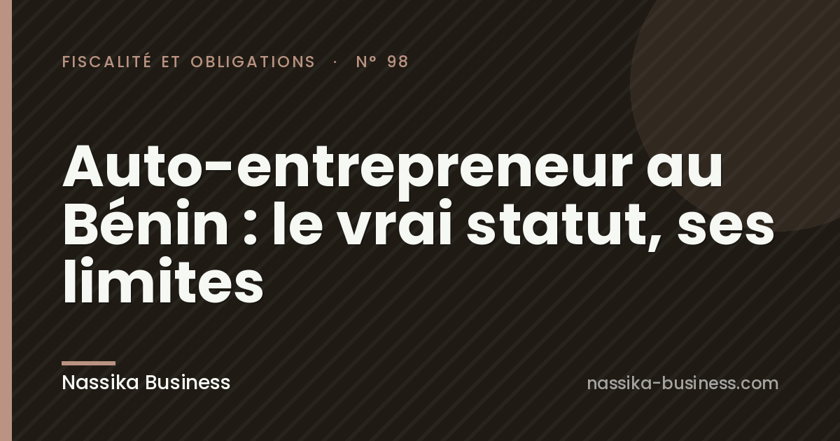 Auto-entrepreneur au Bénin : le vrai statut, ses limites