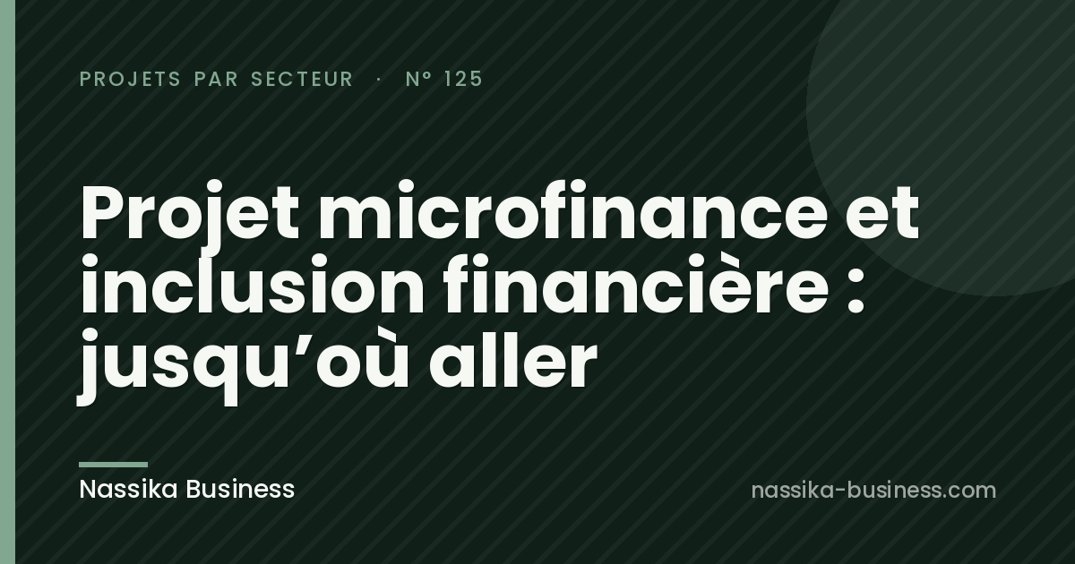 Projet microfinance et inclusion financière : jusqu&rsquo;où aller